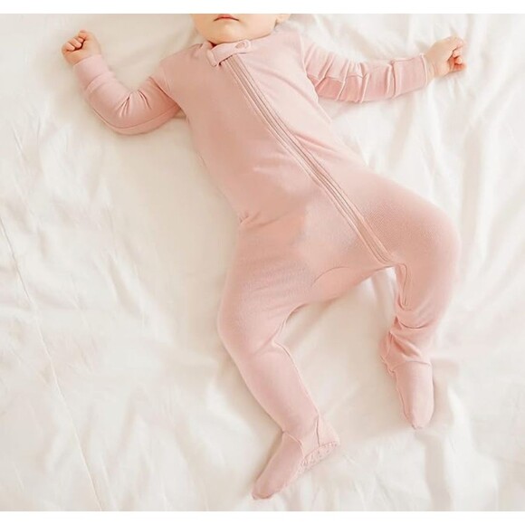 Vaenait Baby Modal Zip Footie Pajama Footed Sleep and Play 0-3 Months Pink - Picture 2 of 7